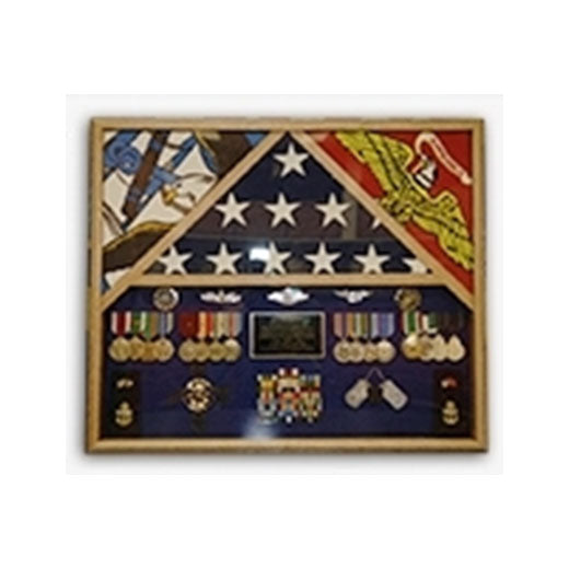 Flag Shadow case, 3 Flag Military Shadow Box - Fit 5' x 9.5' Casket Flag,