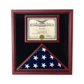 Flag and Certificate Case, Flag Display Cases With Certificate - Cherry Material.