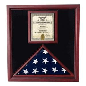 Award and flag display case display Case - Military Colored Medallions