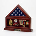 Flag and Pedestal Display Cases, Burial/Funeral Flag Display Case - walnut