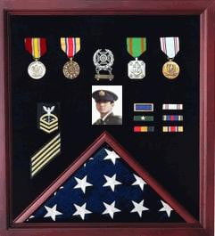 Officers Medal Display Case Plus Photo shadowbox, Oak Military Frame