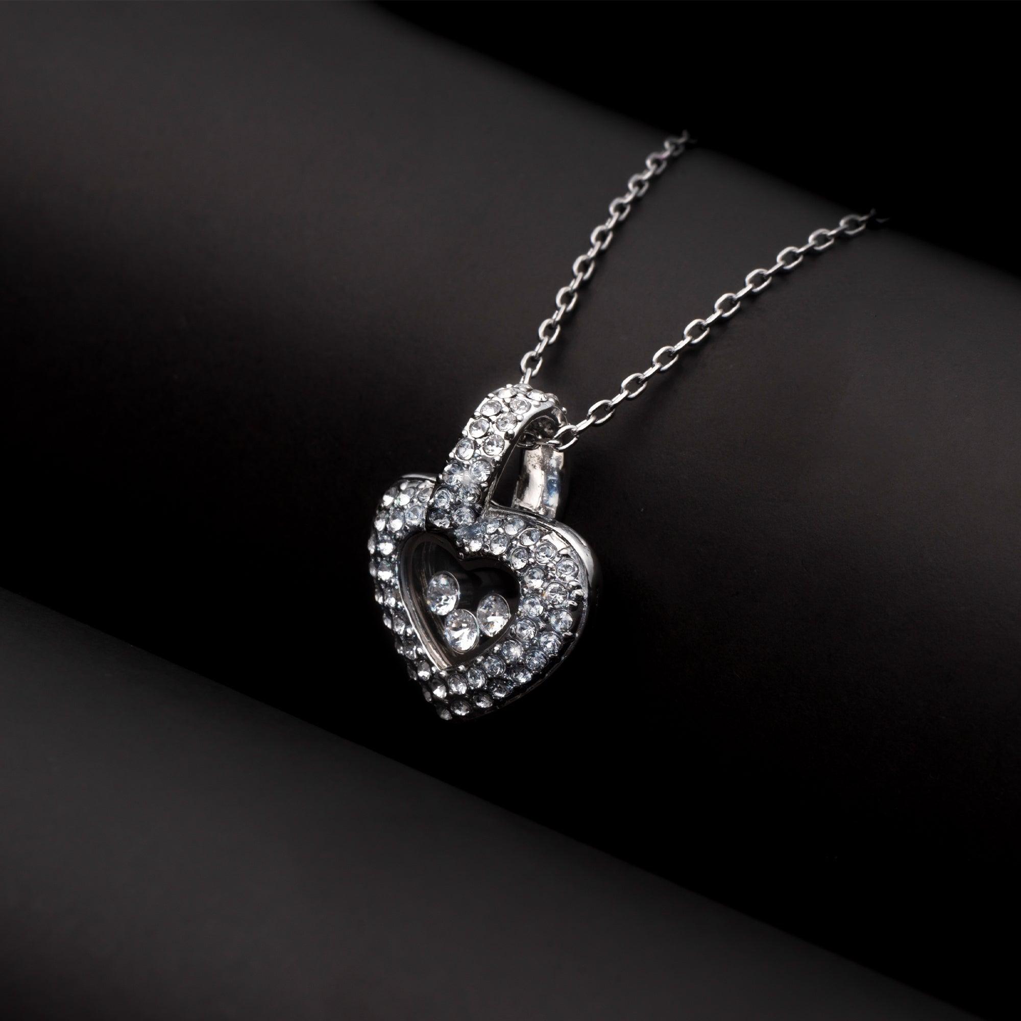 TRYNDI™ To My Wife Floating Heart Necklace With Authentic Swarovski Crystals