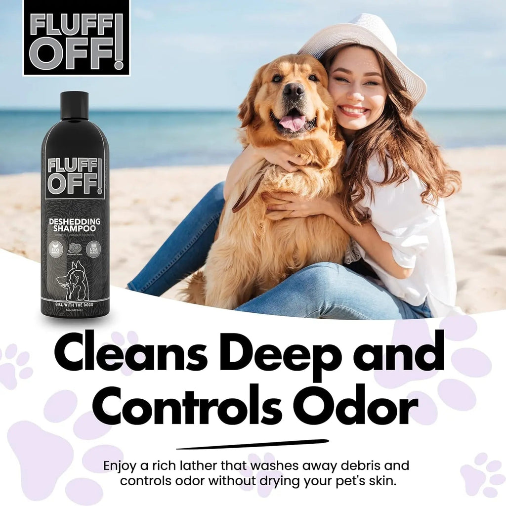 Fluff Off Dog & Cat Shampoo Set – Deshedding & Sensitive Skin, 16oz Each