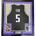 Framed Autographed/Signed De'Aaron Fox 35x39 Sacramento Black Basketball Jersey Beckett BAS COA