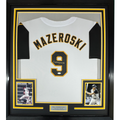 Framed Autographed/Signed Bill Mazeroski 35x39 Pittsburgh White Baseball Jersey JSA COA