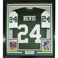 Framed Autographed/Signed Darrelle Revis 35x39 New York Green Football Jersey Beckett BAS COA