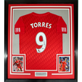 Framed Autographed/Signed Fernando Torres 35x39 Liverpool Red Soccer Jersey Beckett BAS COA