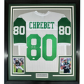 Framed Autographed/Signed Wayne Chrebet 35x39 New York White Football Jersey JSA COA