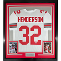 Framed Autographed/Signed TreVeyon Henderson 35x39 Ohio State White College Football Jersey Beckett BAS COA