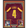 Framed Autographed/Signed Frankie Luvu 35x38 Washington Burgundy Football Jersey Beckett BAS COA