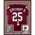 Framed Autographed/Signed Fred Biletnikoff 35x39 CHOF 91 Florida State FSU Red College Football Jersey JSA COA