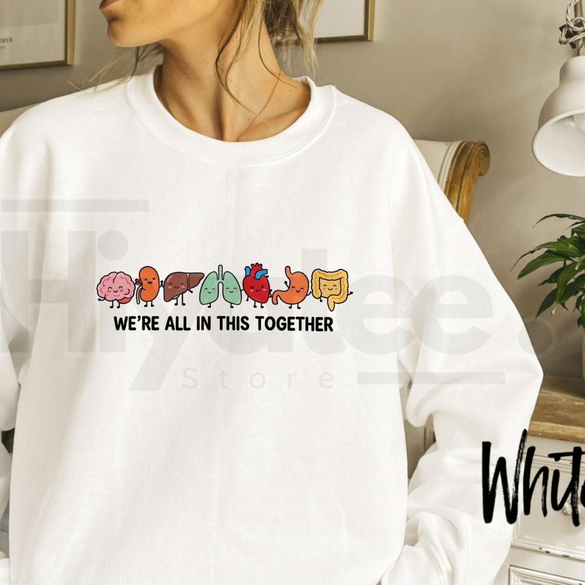Funny Anatomy Embroidered Sweatshirt – Cute Body Organs Crewneck, Medical Humor Pullover, Gift for Medical Students