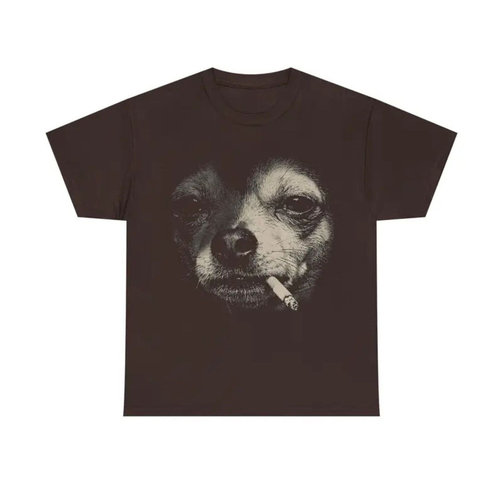Funny Smoking Dog T-Shirt – Vintage Meme Animal Humor Graphic Tee, Unisex Cotton Shirt