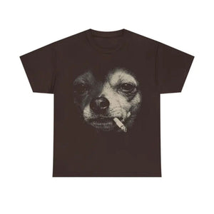 Funny Smoking Dog T-Shirt – Vintage Meme Animal Humor Graphic Tee, Unisex Cotton Shirt