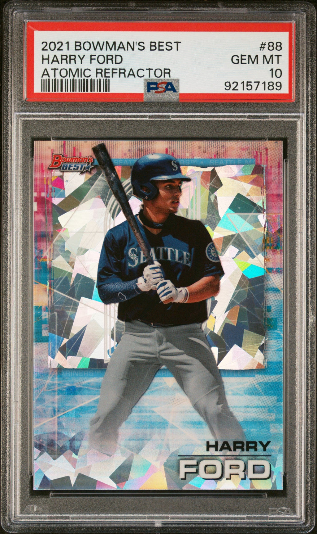 Graded 2021 Topps Bowmans Best Harry Ford #88 Atomic Refractor Rookie RC Baseball Card PSA 10 Gem Mint
