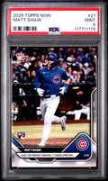 Graded 2025 Topps Now Matt Shaw #21 Rookie RC Baseball Card PSA 9 Mint