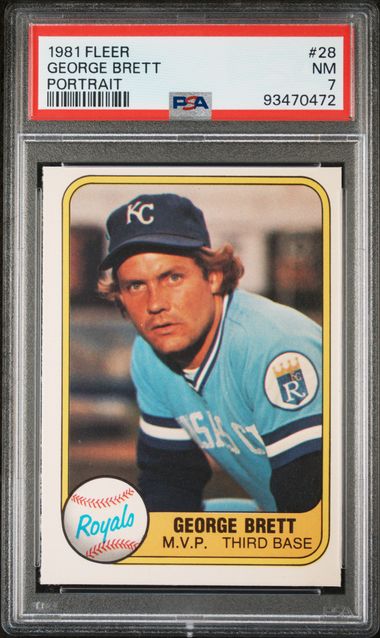 Graded 1981 Fleer George Brett #28 Baseball Card PSA 7 Near Mint