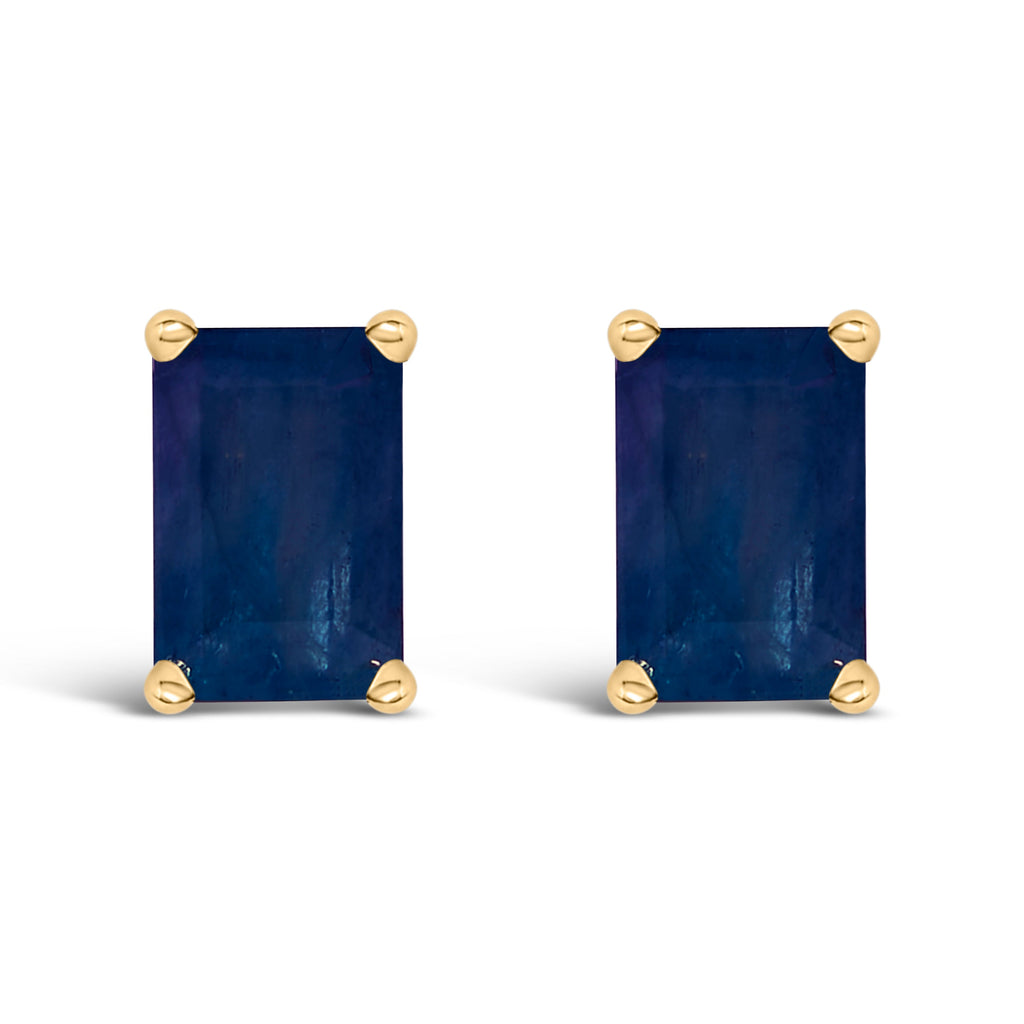 14K White Gold 6x4MM Emerald Shaped Amethyst Solitaire Stud Earrings