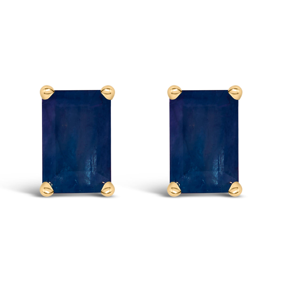 14K White Gold 6x4MM Emerald Shaped Amethyst Solitaire Stud Earrings