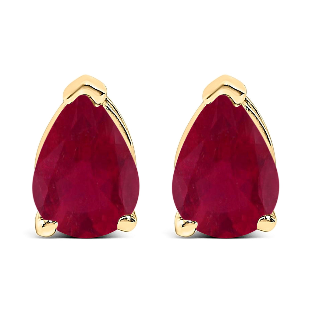 14K White Gold 6x4MM Pear Shaped Purple Amethyst Solitaire Stud Earrings