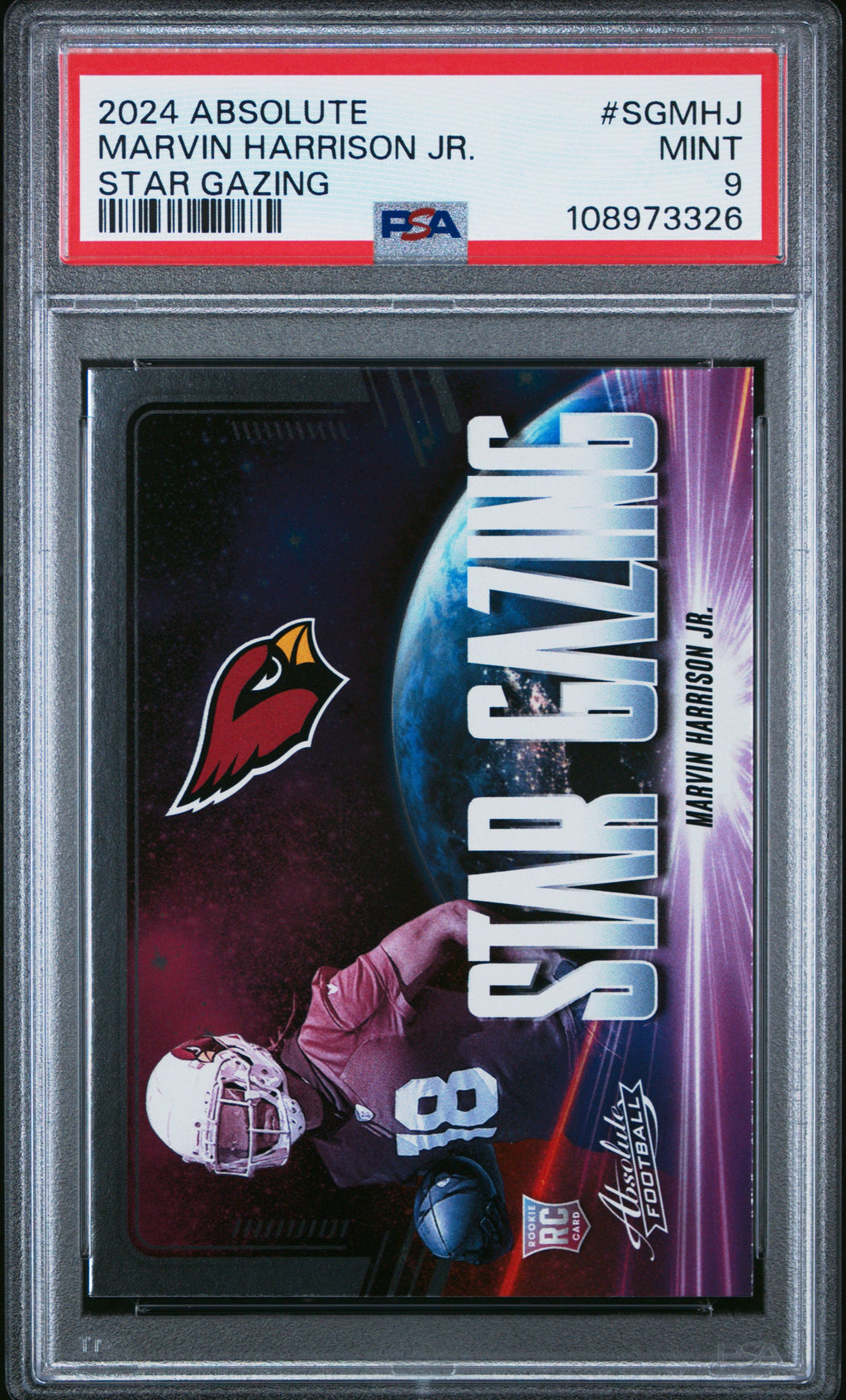 Graded 2024 Panini Absolute Marvin Harrison Jr #SGMHJ Star Gazing Rookie RC Football Card PSA 9 Mint