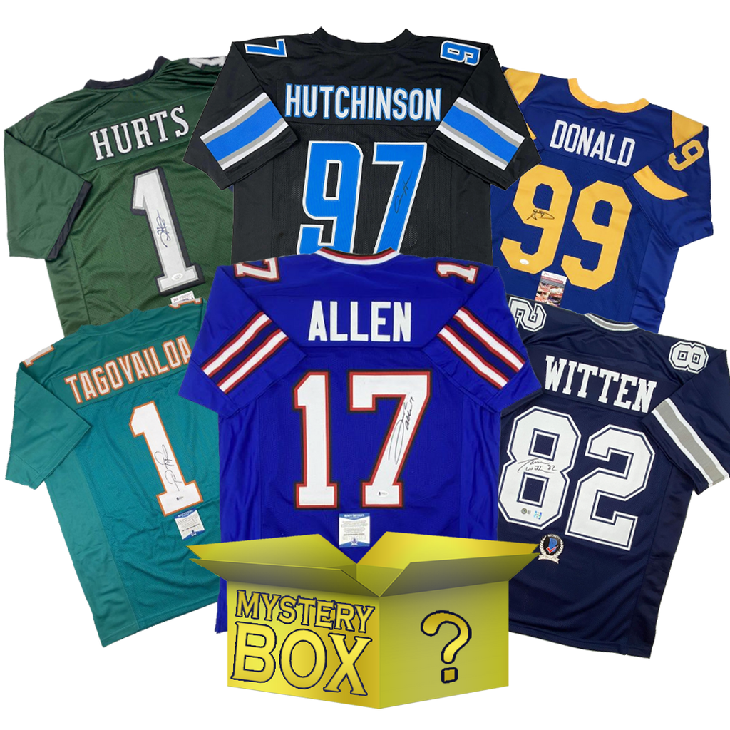 Autographed/Signed Football GOLD Series 1 Jersey Mystery Box with PSA JSA or Beckett COA