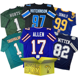 Autographed/Signed Football GOLD Series 1 Jersey Mystery Box with PSA JSA or Beckett COA