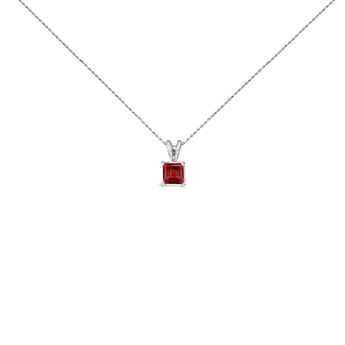 14K White Gold 5x5 MM Square Shaped Purple Amethyst Solitaire Pendant Necklace