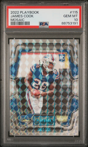 Graded 2022 Panini Playbook James Cook #115 Mosaic Rookie RC Football Card PSA 10 Gem Mint