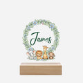 Personalized Baby Safari Night Light - Wooden Base