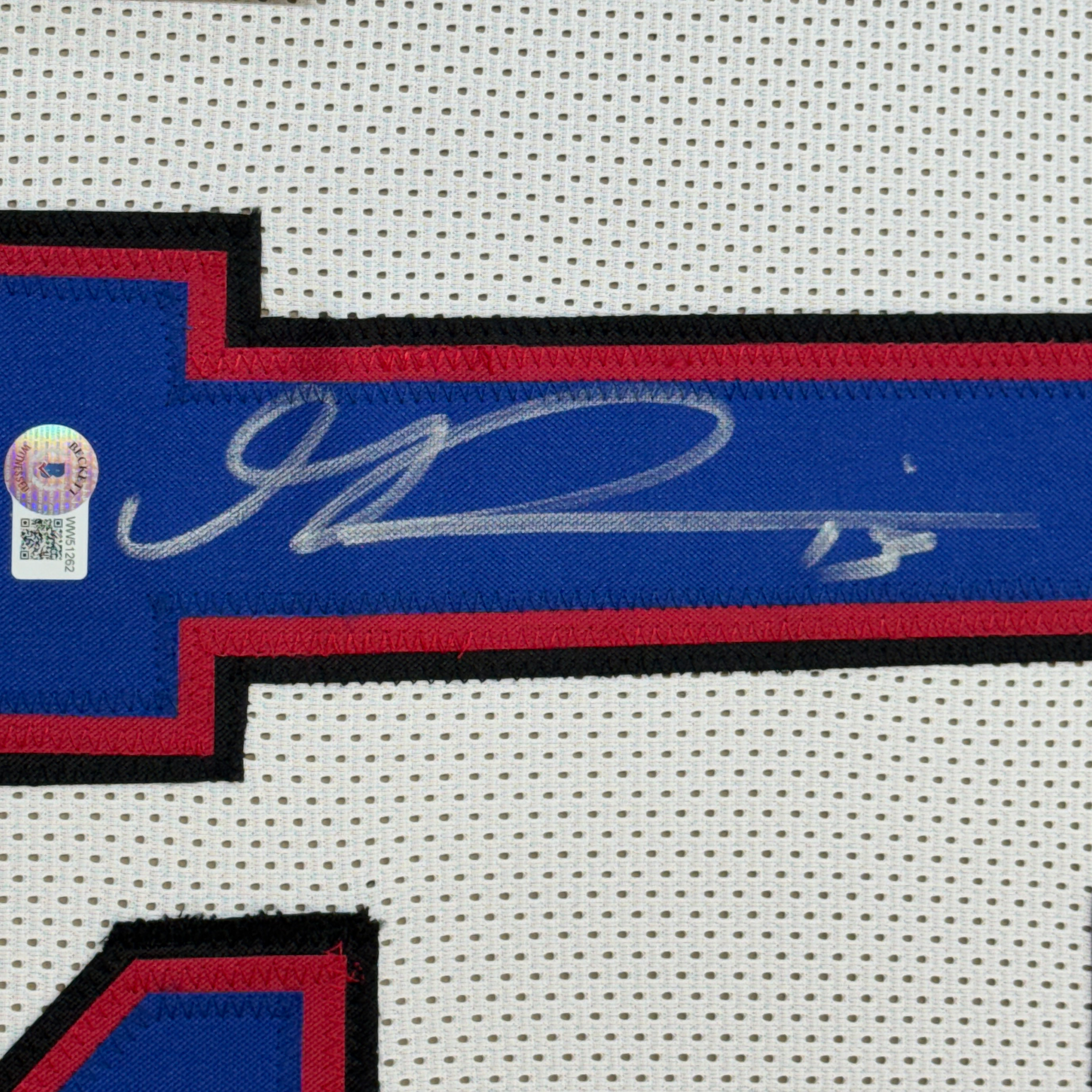 Framed Autographed/Signed Gabriel Gabe Davis 35x39 Buffalo White Football Jersey Beckett BAS COA