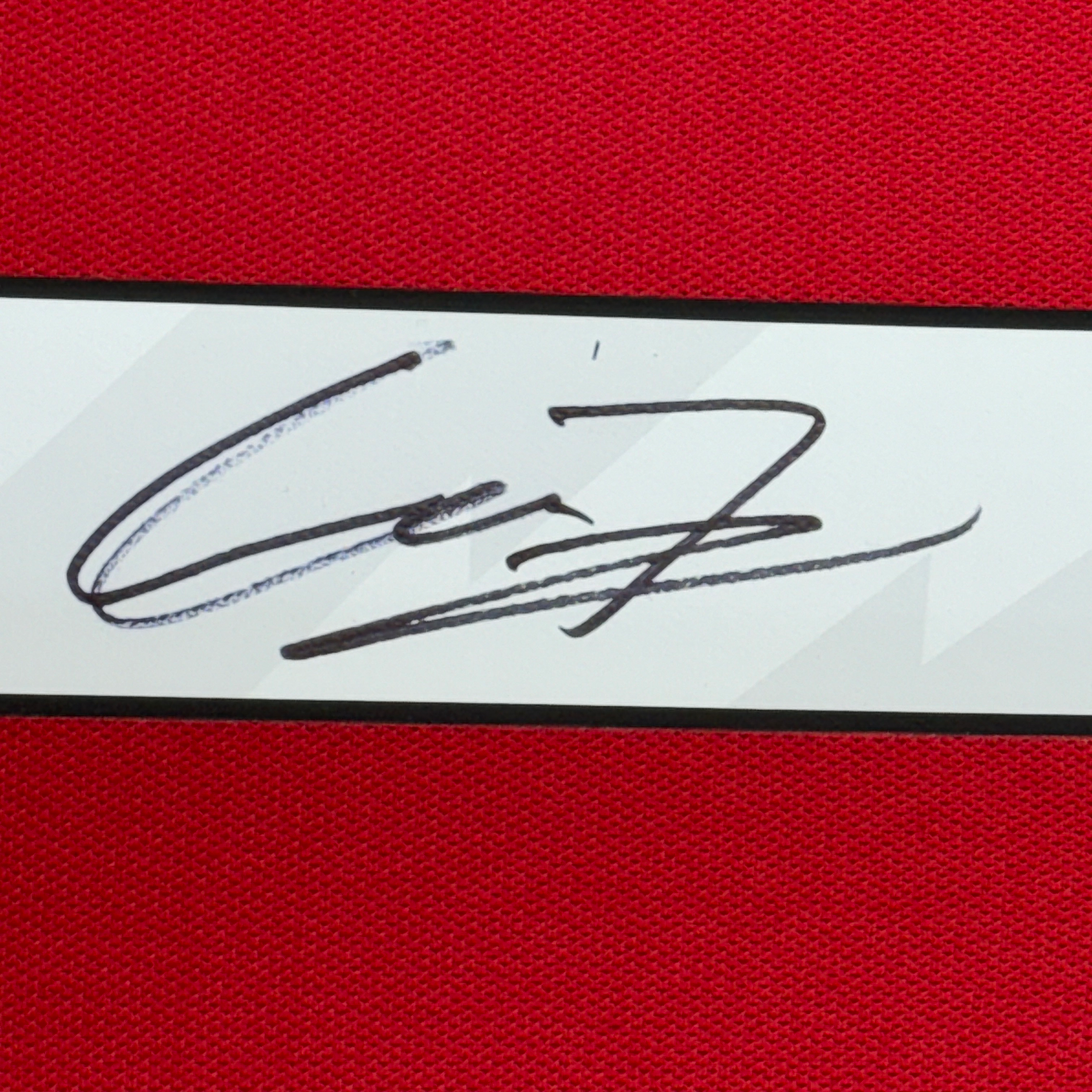 Framed Autographed/Signed Alejandro Garnacho 35x39 Manchester United Red Soccer Jersey Beckett BAS COA