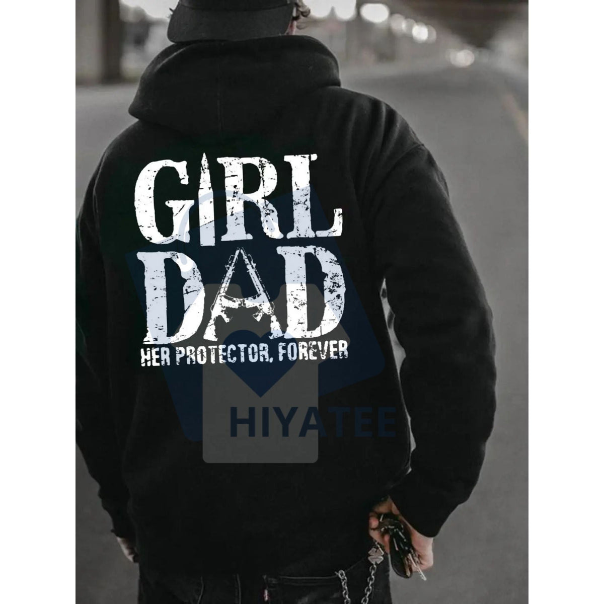 Girl Dad "Her Protector, Forever" Hoodie – Best Dad with Pretty Daughter Slogan Sweatshirt, Father Daughter Bonding Gift