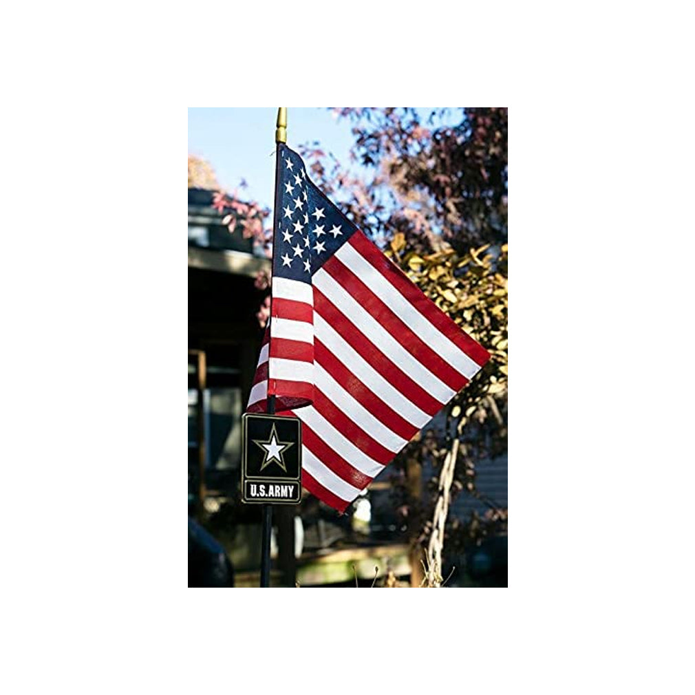 Go Army Veteran Grave Marker With 30 Inch Tall American Cemetery Flag, Officially Licensed Military Seal.
