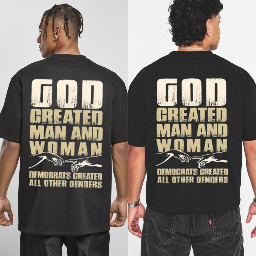 God Created Man & Woman T-Shirt – Traditional Christian Values Tee