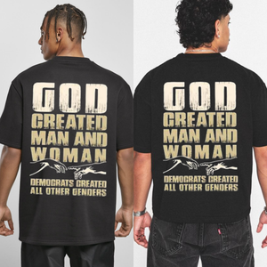 God Created Man & Woman T-Shirt – Traditional Christian Values Tee
