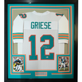 Framed Autographed/Signed Bob Griese 35x39 Miami White Football Jersey JSA COA