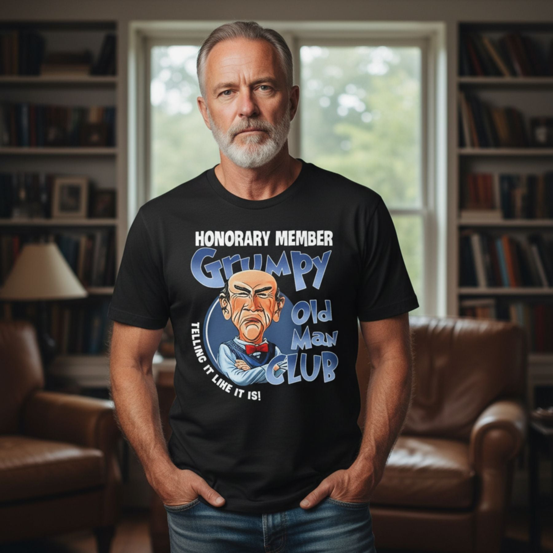"Grumpy Old Man Club" Honorary Member T-Shirt – Funny Sarcastic Graphic Tee, Premium 100% Cotton Telling It Like It Is Top, Made in USA