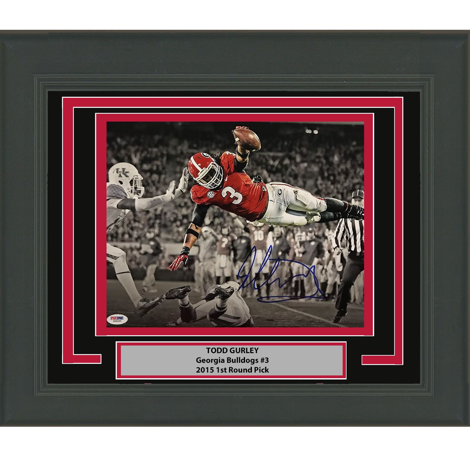 Framed Autographed/Signed Todd Gurley II Georgia Bulldogs 11x14 Football Photo PSA/DNA COA