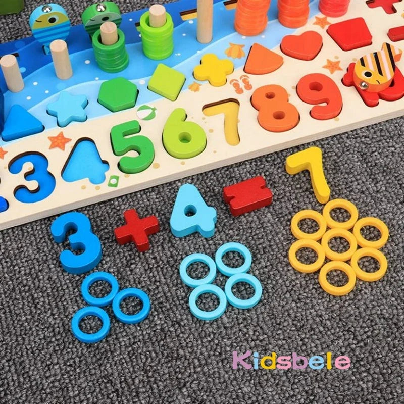Montessori Math Toys for Toddlers – Wooden Counting & Fishing Game