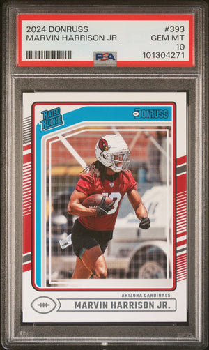 Graded 2024 Panini Donruss Marvin Harrison Jr #393 Rookie RC Football Card PSA 10 Gem Mint