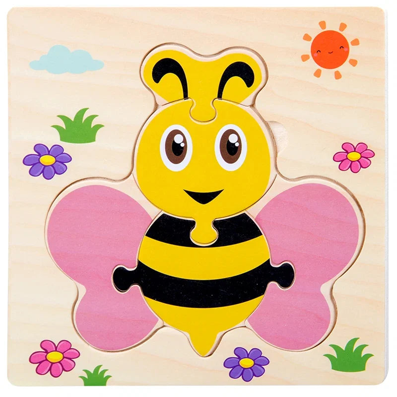Baby Wooden 3D Tangram Puzzle – Educational Cartoon Animal Toy