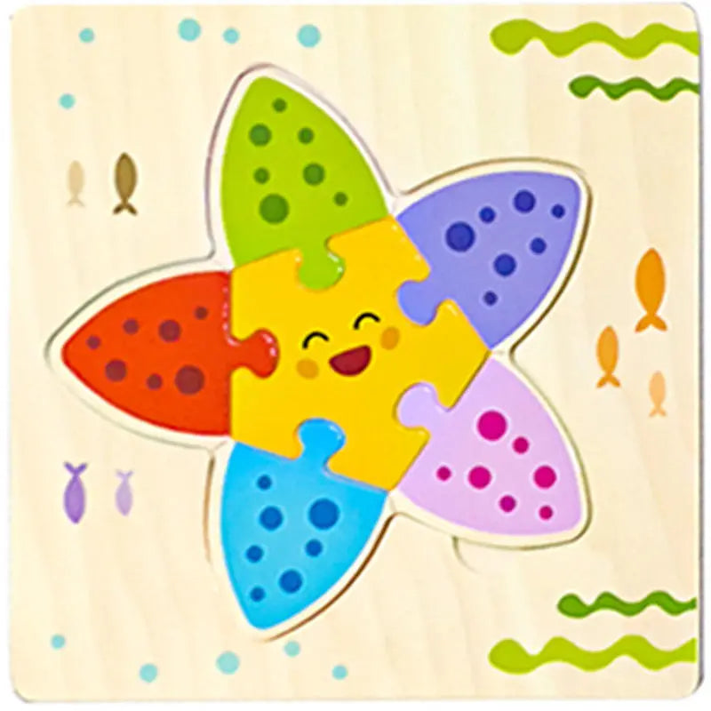 Baby Wooden 3D Tangram Puzzle – Educational Cartoon Animal Toy