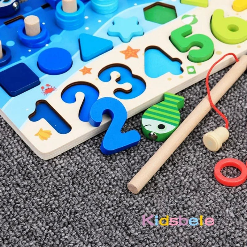 Montessori Math Toys for Toddlers – Wooden Counting & Fishing Game