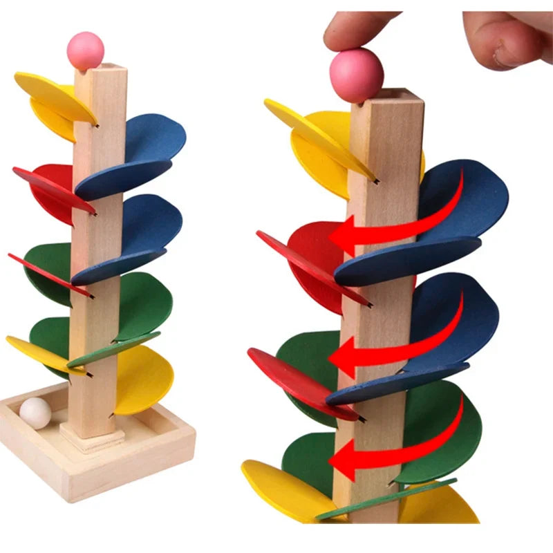 Mini Colorful Tree Marble Ball Run – Montessori Wooden Educational Toy