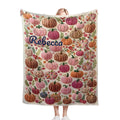Personalized Halloween Pumpkin Blanket – Custom Name Cozy Fleece Throw for Kids & Adults
