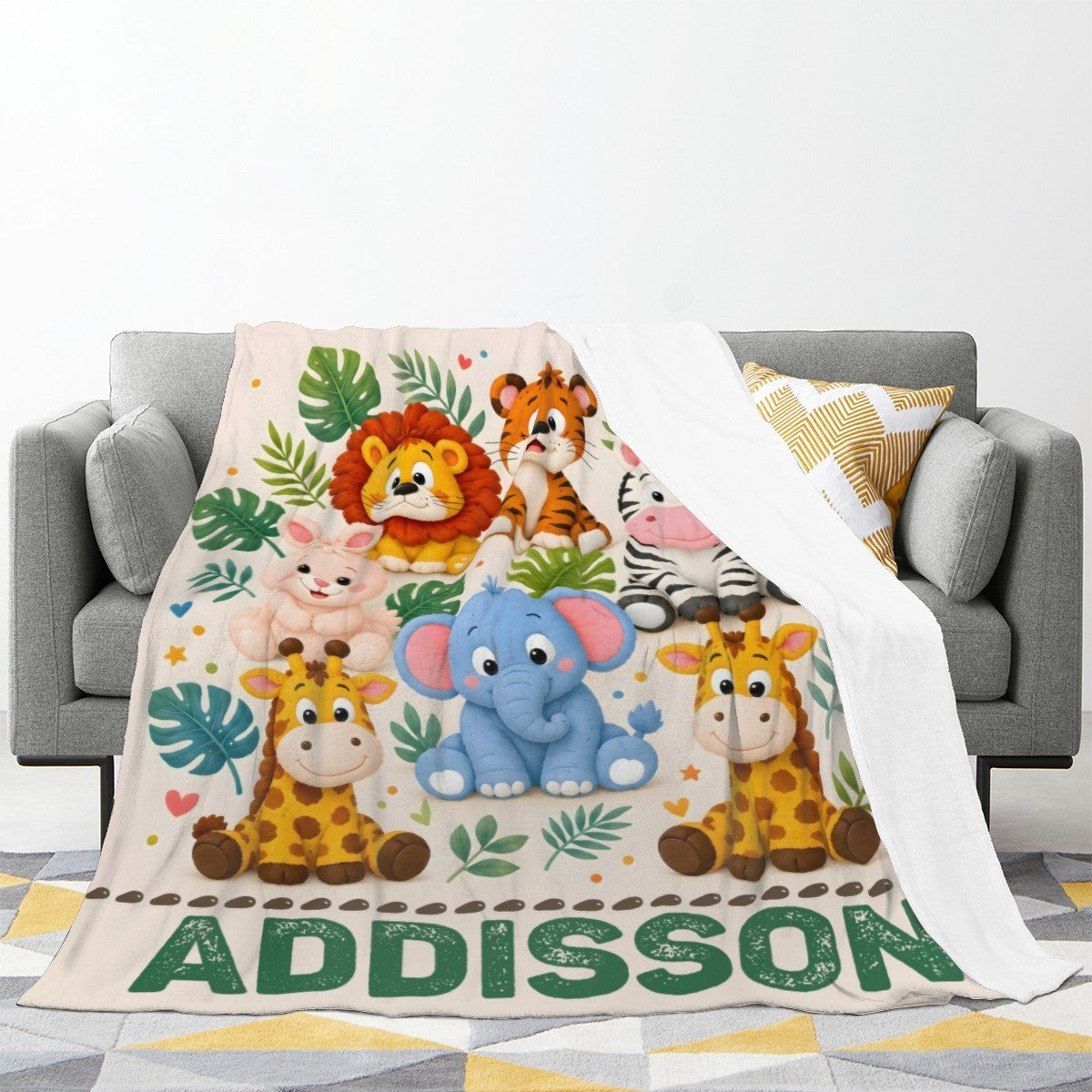 Personalized Safari Name Blanket 🦁 | Custom Baby Keepsake & Kids Gift | Nursery decor