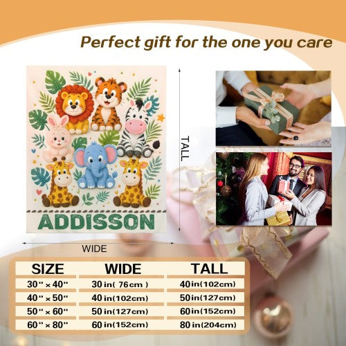 Personalized Safari Name Blanket 🦁 | Custom Baby Keepsake & Kids Gift | Nursery decor