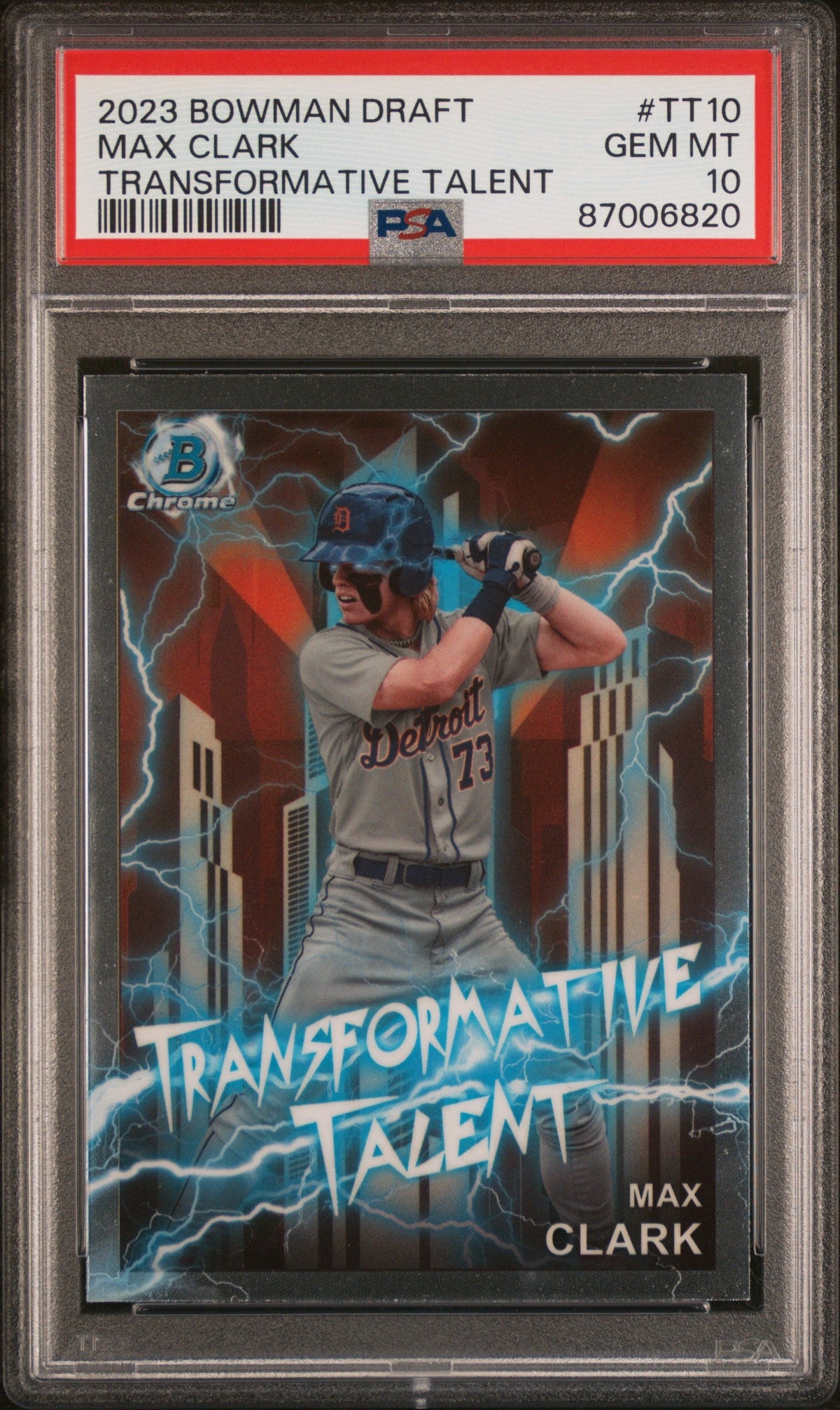 Graded 2023 Topps Bowman Draft Max Clark #TT10 Transformative Talent Rookie RC Baseball Card PSA 10 Gem Mint