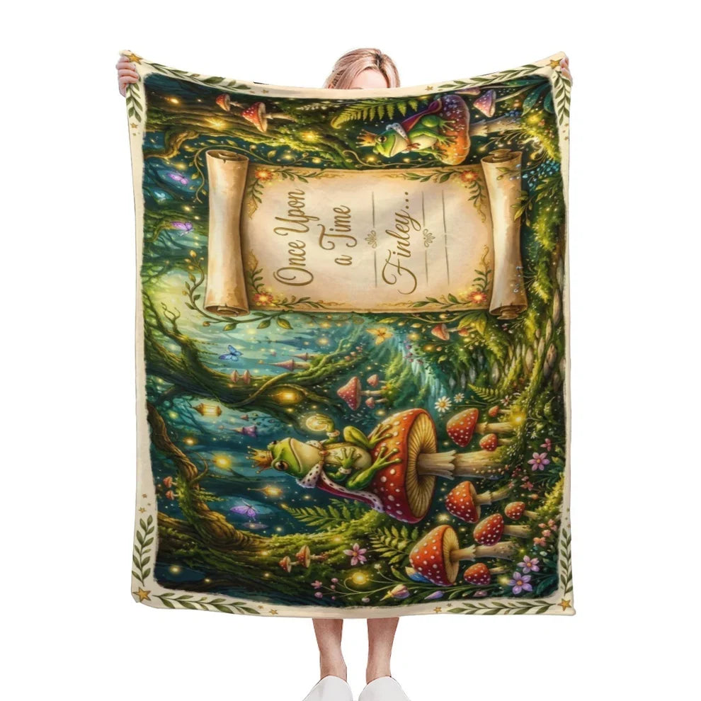 Personalized Enchanted Forest Throw Blanket | Once Upon a Time Custom Name | Magical Fairytale Gift